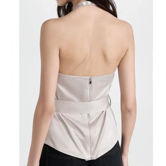 NEW ROKH BEIGE BUSTIER HALTER TOP - Picture 7 of 10